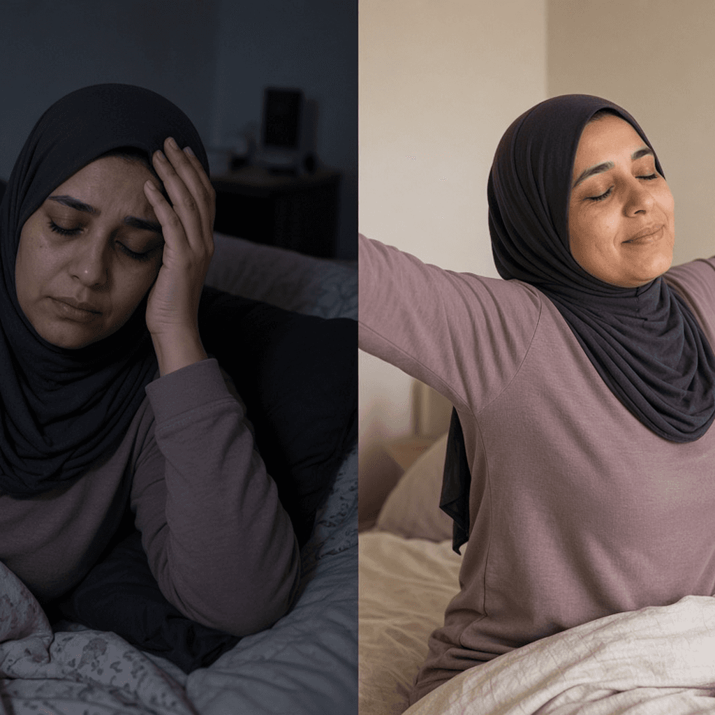 نوم أكثر راحة — توضيح بصري